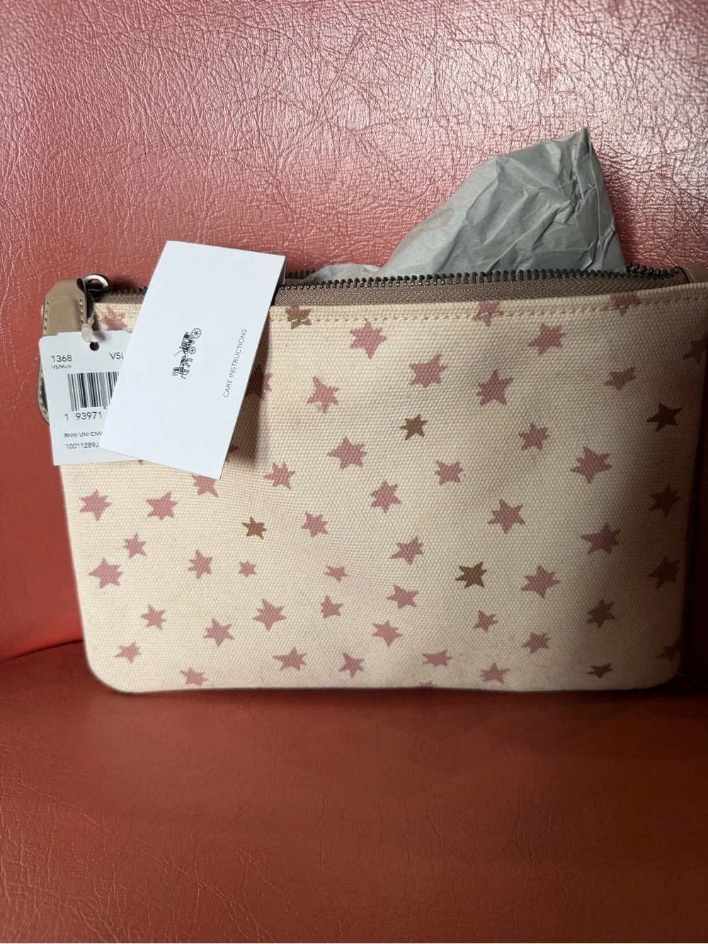 Coach Canvas Rainbow Unicorn Zip Pouch NWT